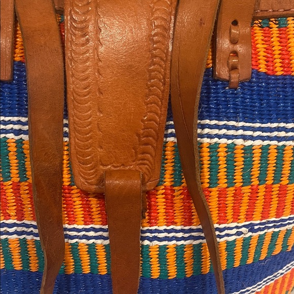 Kenyan Kiondo Handwoven Sisal & Leather Medium Tote Bag - Picture 3 of 14